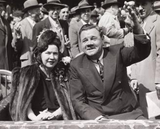 Babe and Claire Ruth at a New York Yankees Game photograph, 1943 October 05