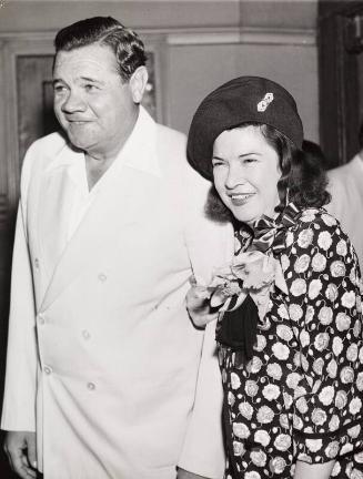 Babe and Claire Ruth at Premiere of "The Pride of the Yankees", 1942 July 15