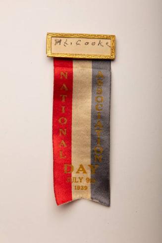 H.L. Cooke National Association Day ribbon, 1939 July 09