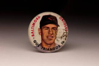 1956 Topps #4 Gus Triandos button, 1956