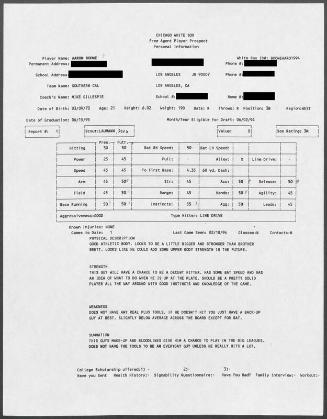 Aaron Boone scouting report, 1994 February 18
