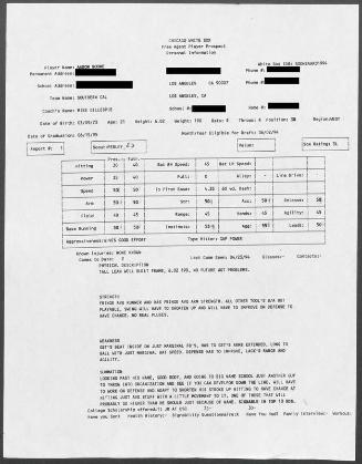 Aaron Boone scouting report, 1994 April 23