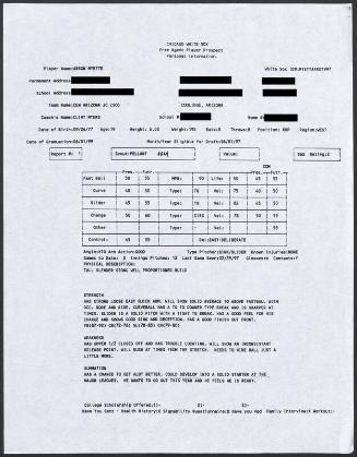 Aaron Myette scouting report, 1997 February 25