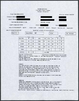 Aaron Myette scouting report, 1997 March 01