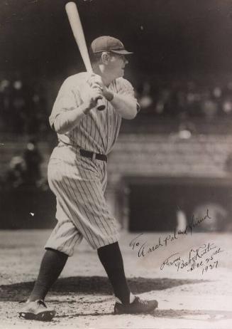 Autographed Babe Ruth Batting photograph, between 1920 and 1927