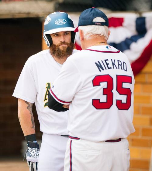 Phil Niekro Talking with Jonny Gomes photograph, 2017 May 27