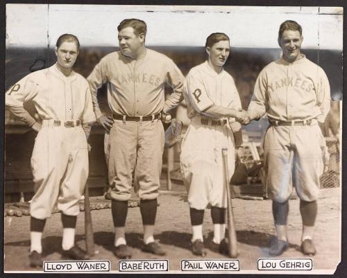 Babe Ruth, Lou Gehrig, Lloyd Waner, and Paul Waner photograph, 1927 October