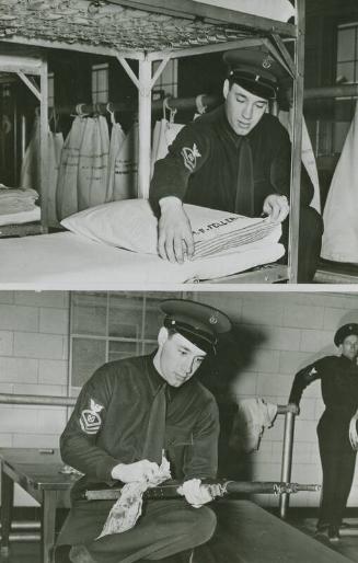 Bob Feller Posed Military Routine Dual photograph, 1942 January