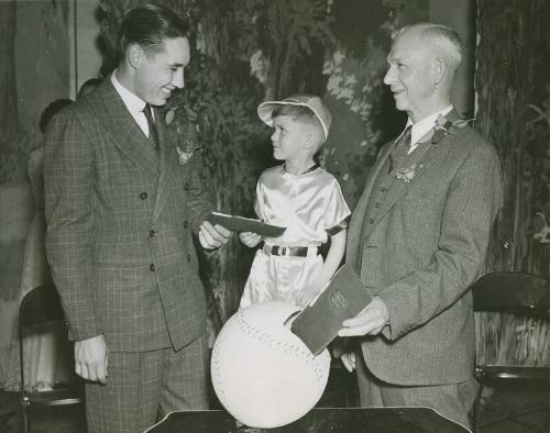 Bob Feller Receiving Diploma photograph, 1937 May 16