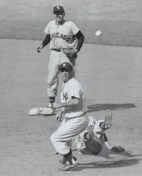 Nellie Fox, Hank Bauer, and Chico Carrasquel photograph, probably 1955