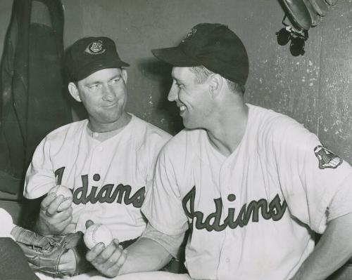 Bob Feller with Bob Lemon photograph, 1954 August