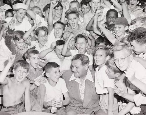 Babe Ruth with Group of Boys photograph, undated