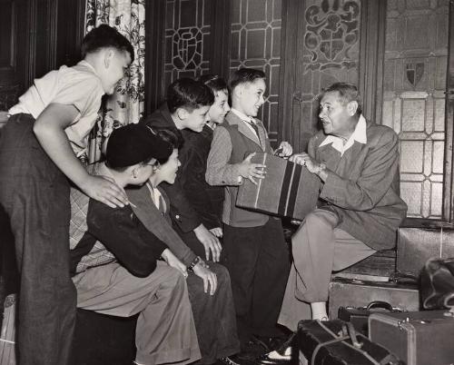 Babe Ruth and Children photograph, 1947 June 16