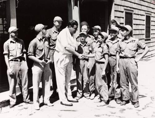 Babe Ruth and Young Baseball Team photograph, undated