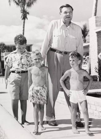 Babe Ruth and Children photograph, 1948 February 09