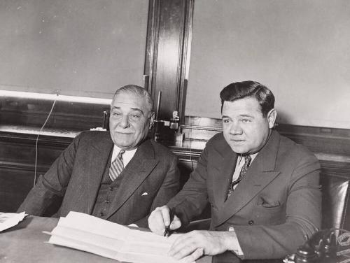 Babe Ruth and Jacob Ruppert photograph, 1934 January 15