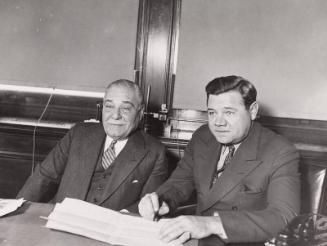 Babe Ruth and Jacob Ruppert photograph, 1934 January 15