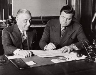 Babe Ruth and Jacob Ruppert photograph, 1934 January 15