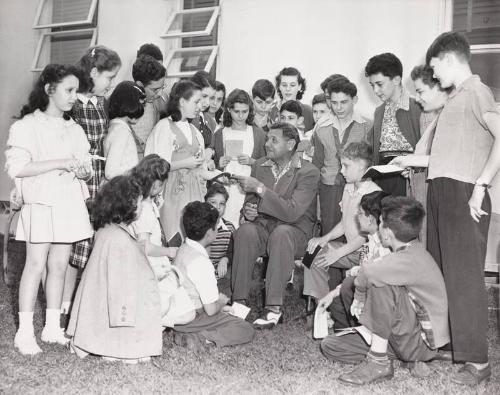 Babe Ruth Signing Autographs photograph, 1948 February 21