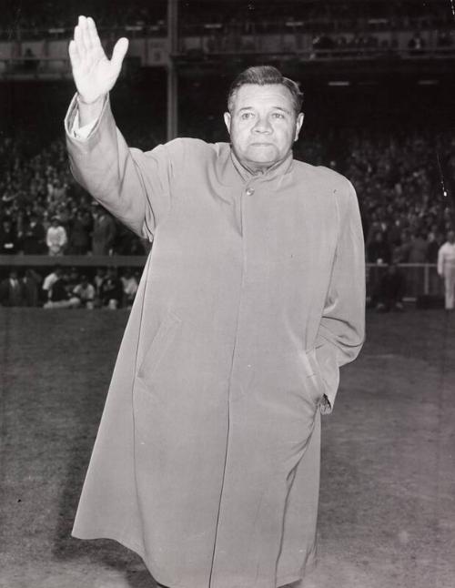 Babe Ruth at Old Timer's Day photograph, 1947 September 28