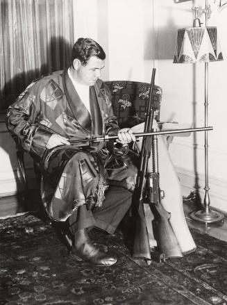 Babe Ruth Posed with Guns photograph, 1929 November 07