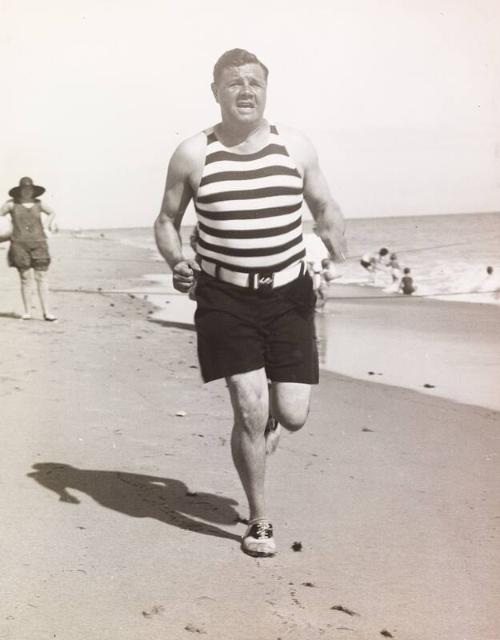 Babe Ruth Running on the Beach photograph, 1930