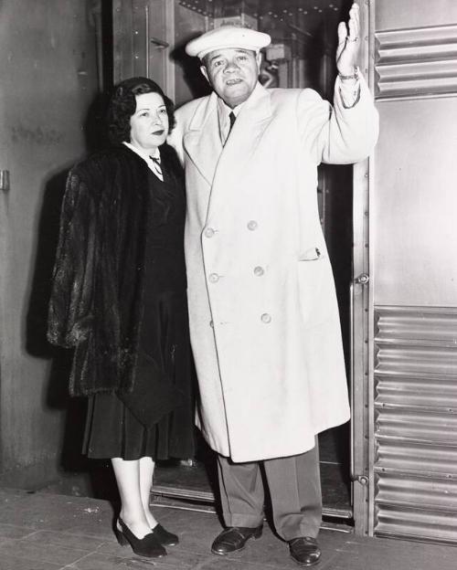 Babe and Claire Ruth Boarding Train photograph, 1948 April 28