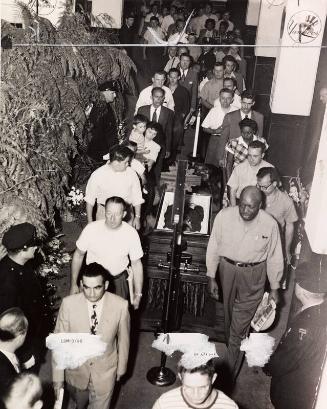 Babe Ruth Casket at Yankee Stadium photograph, 1948 August 17