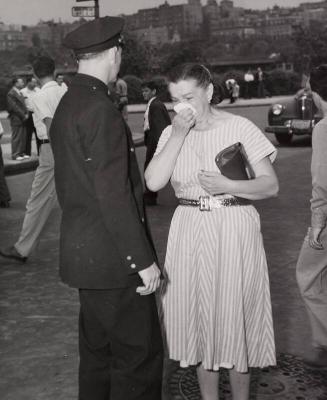 A Mourner at Babe Ruth's Yankee Stadium Viewing photograph, 1948 August 17