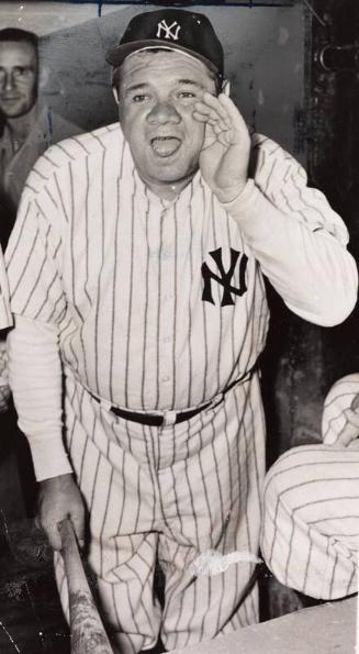 Babe Ruth Yelling From Dugout photograph, probably 1943 August 26