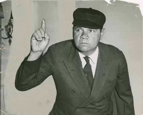 Babe Ruth Mimicking Umpire photograph, probably 1935