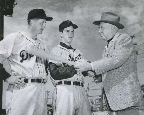 Tris Speaker with Dick Donovan and Walter Streuli, 1954 March 04