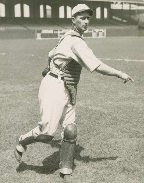 Moe Berg Throwing photograph, undated