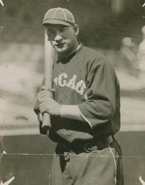 Happy Felsch Clutching Bat photograph, 1915 or 1916