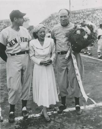 Lefty O'Doul and Joe DiMaggio Posing in Japan photograph, 1951 October 27