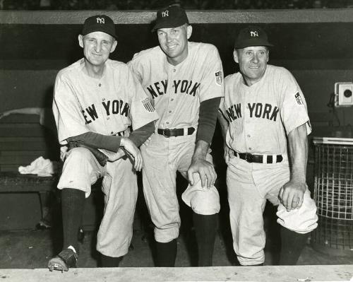 Herb Pennock, Bill Dickey, and Wally Schang photograph, 1942