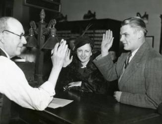 Joe and Sally Vosmik Intention to Wed photograph, 1936 October 27