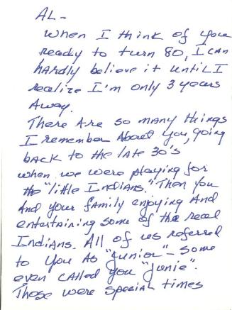 Letter from Brad Rogers to Al Morhard, undated