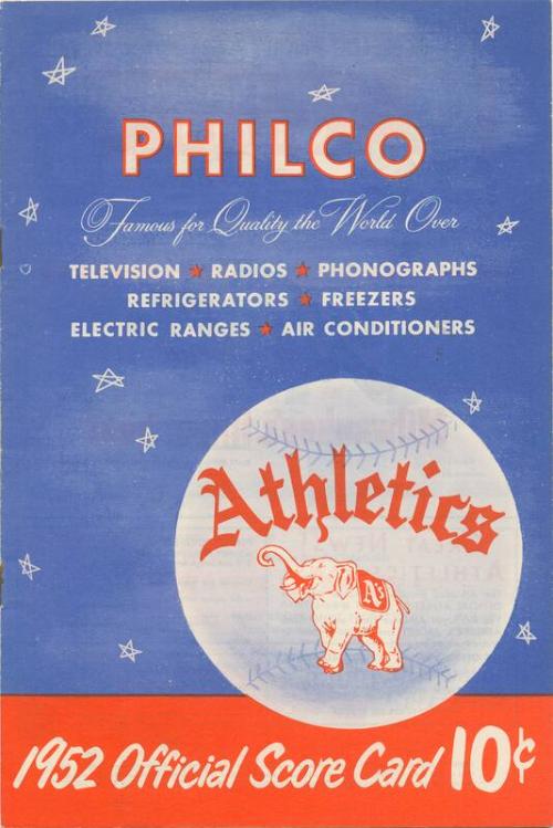 Chicago White Sox versus Philadelphia Athletics scorecard, 1952 July 13