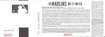 Tampa Bay Rays versus Miami Marlins game ticket, 2021 April 01