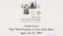 New York Mets versus New York Yankees commemorative card, 1997 June