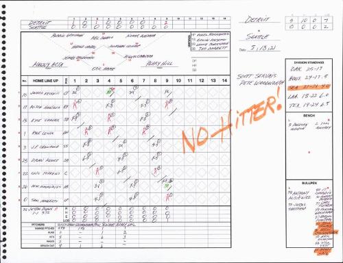 Detroit Tigers versus Seattle Mariners scorecard, 2021 May 18