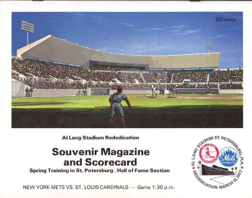 Al Lang Stadium Rededication Souvenir magazine and scorecard, 1977 March 12