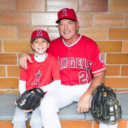 Wally Joyner and Grandson in the Dugout photograph, 2017 May 26