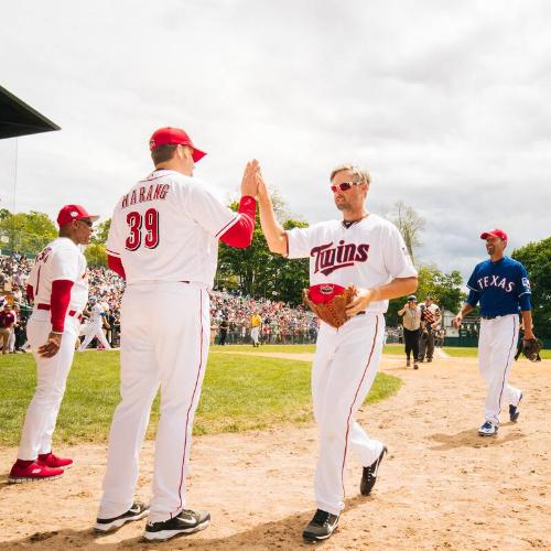 Aaron Harang Congratulating Michael Cuddyer photograph, 2017 May 27