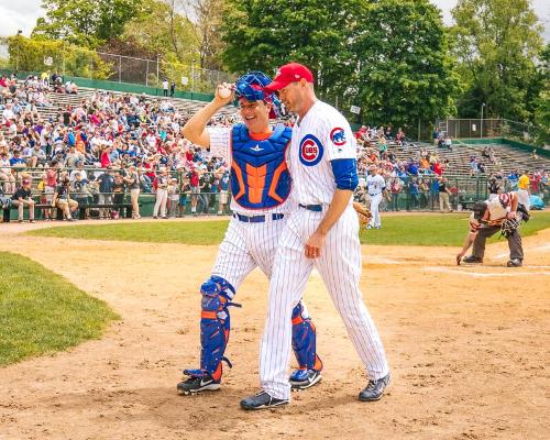 Todd Zeile and Sean Marshall Walking on the Field photograph, 2017 May 27