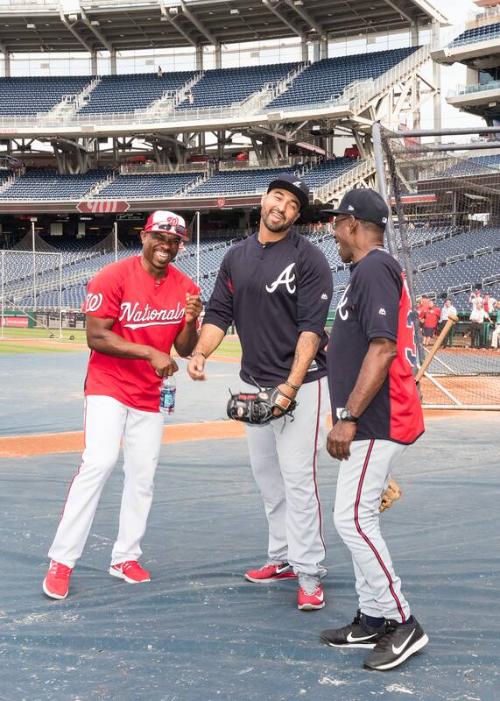 Jacque Jones, Matt Kemp, and Ron Washington during Batting Practice photograph, 2017 June 12