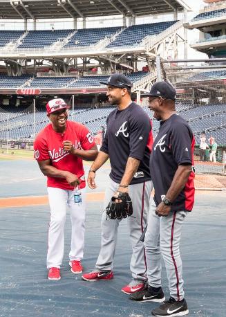 Jacque Jones, Matt Kemp, and Ron Washington during Batting Practice photograph, 2017 June 12