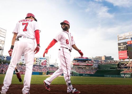 Brian Goodwin and Trea Turner on the Field photograph, 2017 June 12