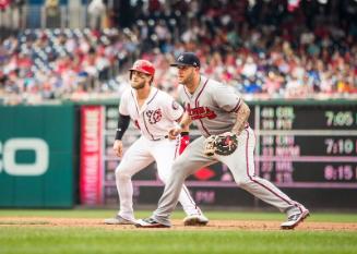 Bryce Harper and Matt Adams at First Base photograph, 2017 June 14